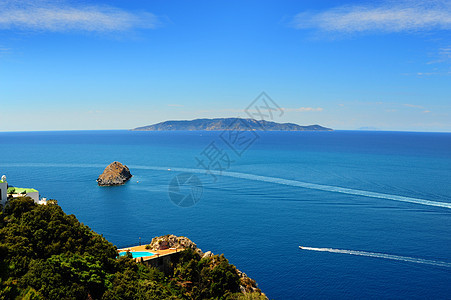 地中海 水池 支撑 夏天 水 海洋 蓝色的 地平线 海浪 波纹图片