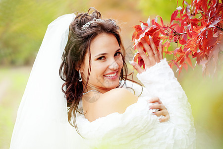 美丽的新娘 发型 华丽的 自然 假期 户外 冒充 红色的图片