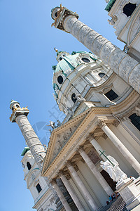 维也纳圣查尔斯教堂 绘画 旅行 建筑 奥地利 教会 蓝色的图片