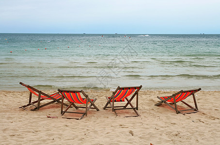 泰国Samui岛夏季沙滩座椅 美丽 夏天 天空图片