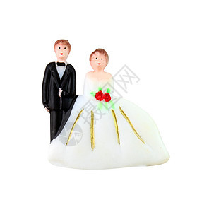 白纸上孤立的夫妻婚情娃娃背景图片