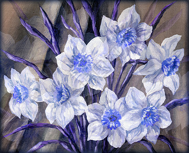 蓝白鲜花图片