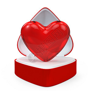 心脏在心形的礼物盒里 浪漫 浪漫的 新娘 白色的 爱图片