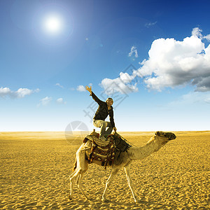 在骆驼上摆起姿势 埃及 自然 撒哈拉 沙漠图片
