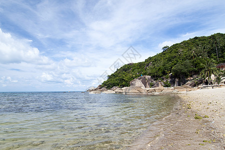 泰国Samui岛海滩 海洋 美丽的 游泳 椰子 天空图片