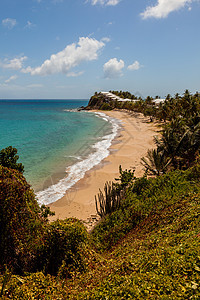 美丽的阳光热带加勒比海滩景观图片