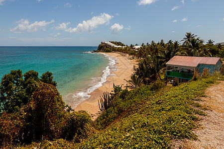 美丽的Sunny热带加勒比海滩风景海景卡尔图片
