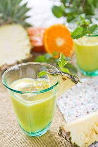 菠萝冰 果汁 橙子 喝 甜的 热带 薄荷 蔬菜图片