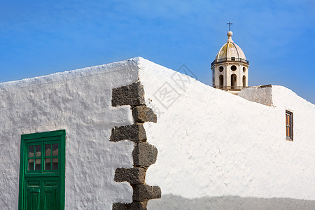 带教堂塔的白色村庄 旅行 地标 岛 特吉斯 钟楼 西班牙图片