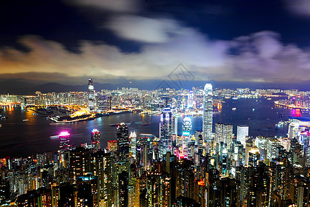 香港市晚上 旅行 地标 港口 中心 金融 市中心 金融的图片