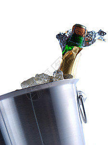 香槟冷却器 祝贺 寒冷的 白色的 反射 酒精背景图片