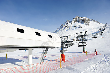 滑雪运输站 顶峰 户外 寒冷的 冰 高的 蓝色的图片