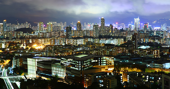 香港夜间楼群拥挤的建筑物 海 市中心 高的图片