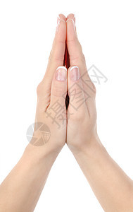 女人祈祷 人类的手指 感激 白色的 美丽 基督教 成人图片