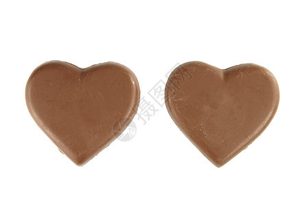 白色背景中的巧克力心形形状 可口 牛奶 糖果 卡路里图片