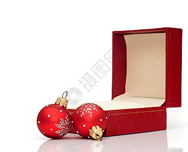 带有圣诞节球的开放圣诞礼物盒图片