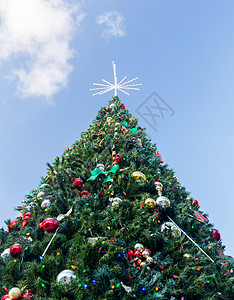 珠海金湾盛大的装饰外部圣诞树 十二月 达 公园 高的 庆祝背景