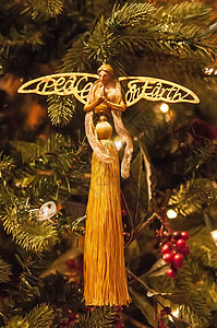 基督教圣诞树装饰 信仰 惊喜 装饰品 金子 快乐 灯图片