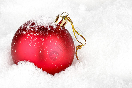 雪中圣诞装饰 圣诞节 假期 装饰品 红色的 球背景图片