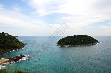 位于泰国普吉海岸外的一个小岛 海岸线 雨 爬坡道图片