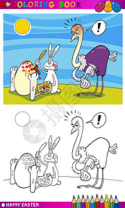 用于彩色的东方兔子幽默漫画 黑与白 问候卡 野兔 绘画图片