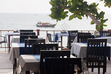 俯视海洋的Verandah餐馆 海滩 夏天 咖啡店背景图片