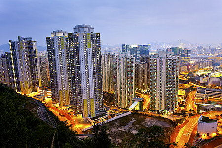 香港夜景日落时香港市 顶峰 交通 商业 经济 美丽的 天空 高的背景