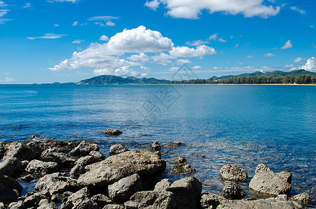 泰国华欣海滩 美丽的 蓝色的 天空 美丽 海岸背景图片