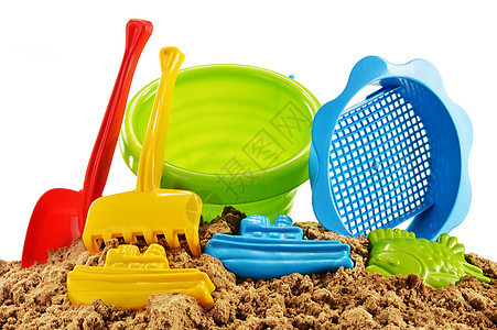 在沙坑或海滩玩耍的可塑儿童玩具 孩子们 塑料 娱乐图片