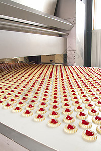工厂中的饼干生产厂 传送带 制造业 蛋糕 植物 面包店图片
