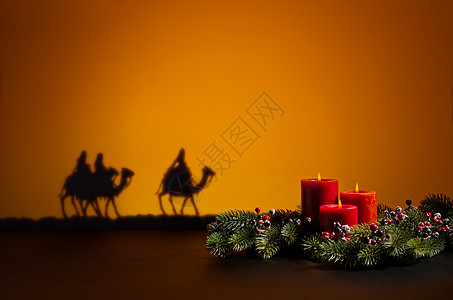 三个智者 魔术师 圣诞节 季节 烛光 家庭 蜡烛 基督 庆典图片