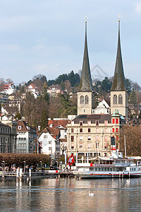 卢塞恩湖 教会 游客 旅行 文化 河 瑞士 城堡背景图片