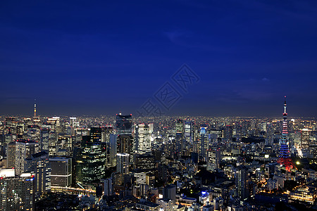 东京天线 市中心 鸟眼 天际线 城市 塔 黄昏 商业 夜景图片