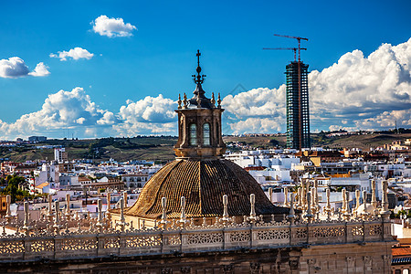 从吉拉达塔圆顶塞维利亚大教堂的城市景观 西班牙图片