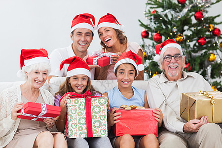 家庭互换圣诞节礼礼物 公寓 头发花白 房子 男人 微笑图片