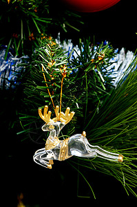 挂在圣诞树上的驯鹿鹿鹿玩具 庆典 卡片 假期 美丽的图片