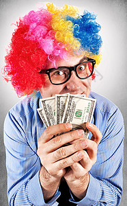 有趣的男人 手 微笑 银行 套装 诡计 商务人士 假发 美元图片