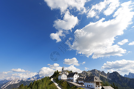 全景 — Friuli 意大利 蓝色的 老的 玛丽亚图片