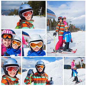 滑雪 冬季 家庭 乐趣 活动 笑 女儿 运动图片