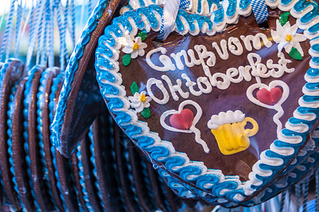 姜饼红心 糖果 蛋糕 亚 甜的 慕尼黑啤酒节 德国图片