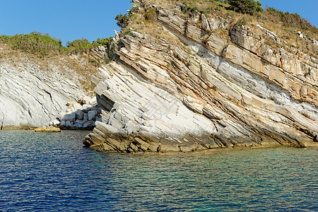 古希腊 混凝土的岩石海滩 场景 蓝色的 夏天 风景图片