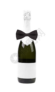 一瓶香槟上的黑弓领带图片