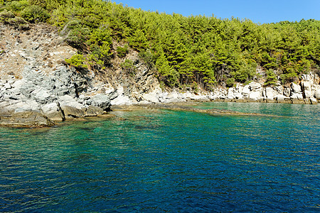 古希腊 混凝土的岩石海滩 岛 山 自然 爬坡道图片