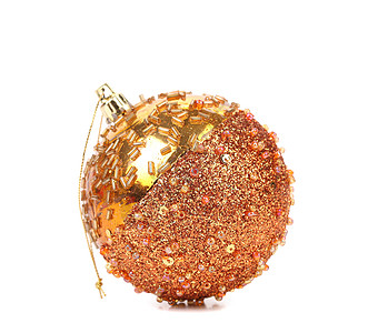 金色枯燥的圣诞球和珠子 季节 装饰品 玻璃 圣诞节图片