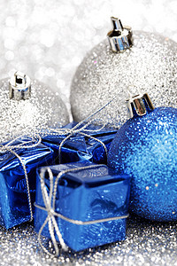 圣诞卡 圣诞节 蓝色的 闪光 球 新年 闪耀背景图片