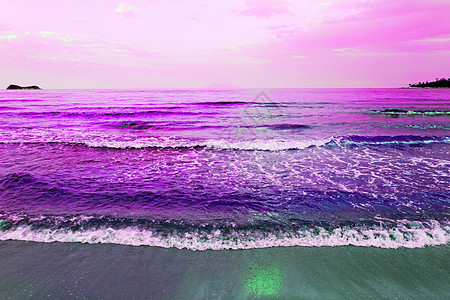 沙沙滩上的海浪 蓝色的 太阳 天空 户外 水 紫丁香图片
