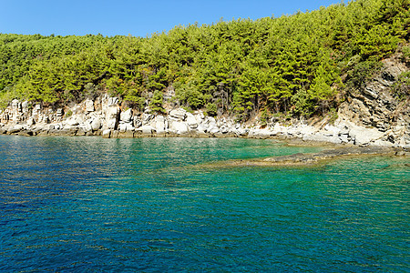 古希腊 混凝土的岩石海滩 风景 旅行 海洋 水图片