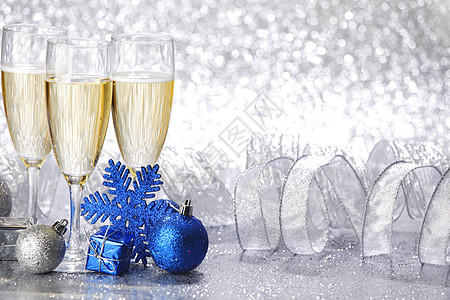 新年贺卡 庆祝 金的 礼物 庆典 蓝色的 雪花图片