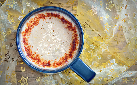 拿铁咖啡艺术圣诞节卡布奇诺 喝 日历 保佑 雪花 假期 早餐背景