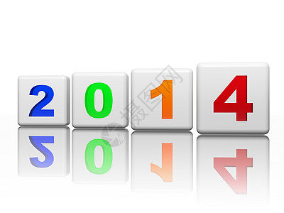 新年2014年 白色立方体图片